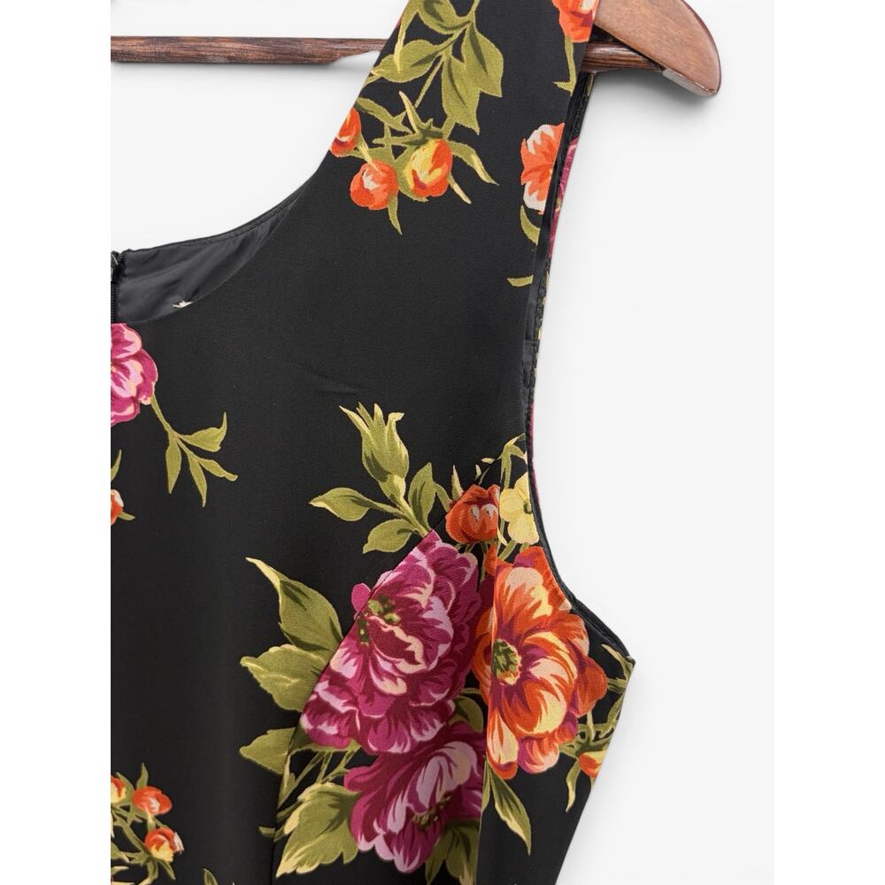 Vintage 90s Olivia Rose Floral Maxi Dress Black‎ Sleeveless Size 14P - Picture 3 of 9